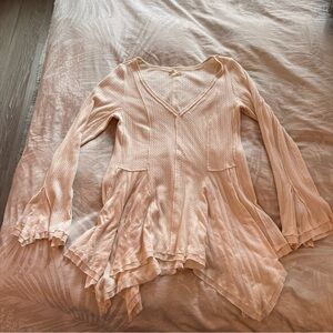 Great condition Free People Long Sleeve Flowy Tunic Top Cream XL